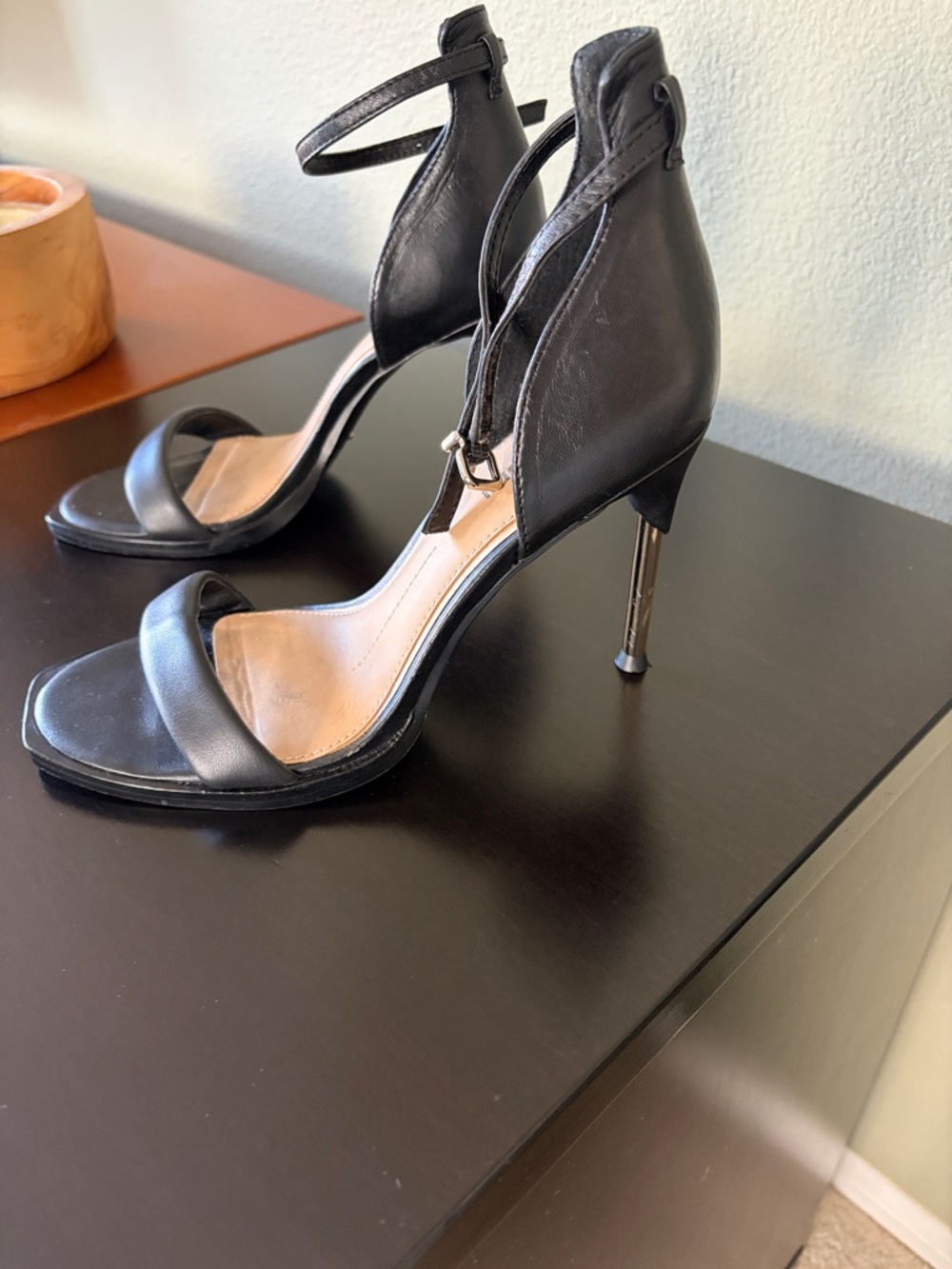 Giuseppe Zanotti Black Leather Ankle-Strap Stiletto Sandals